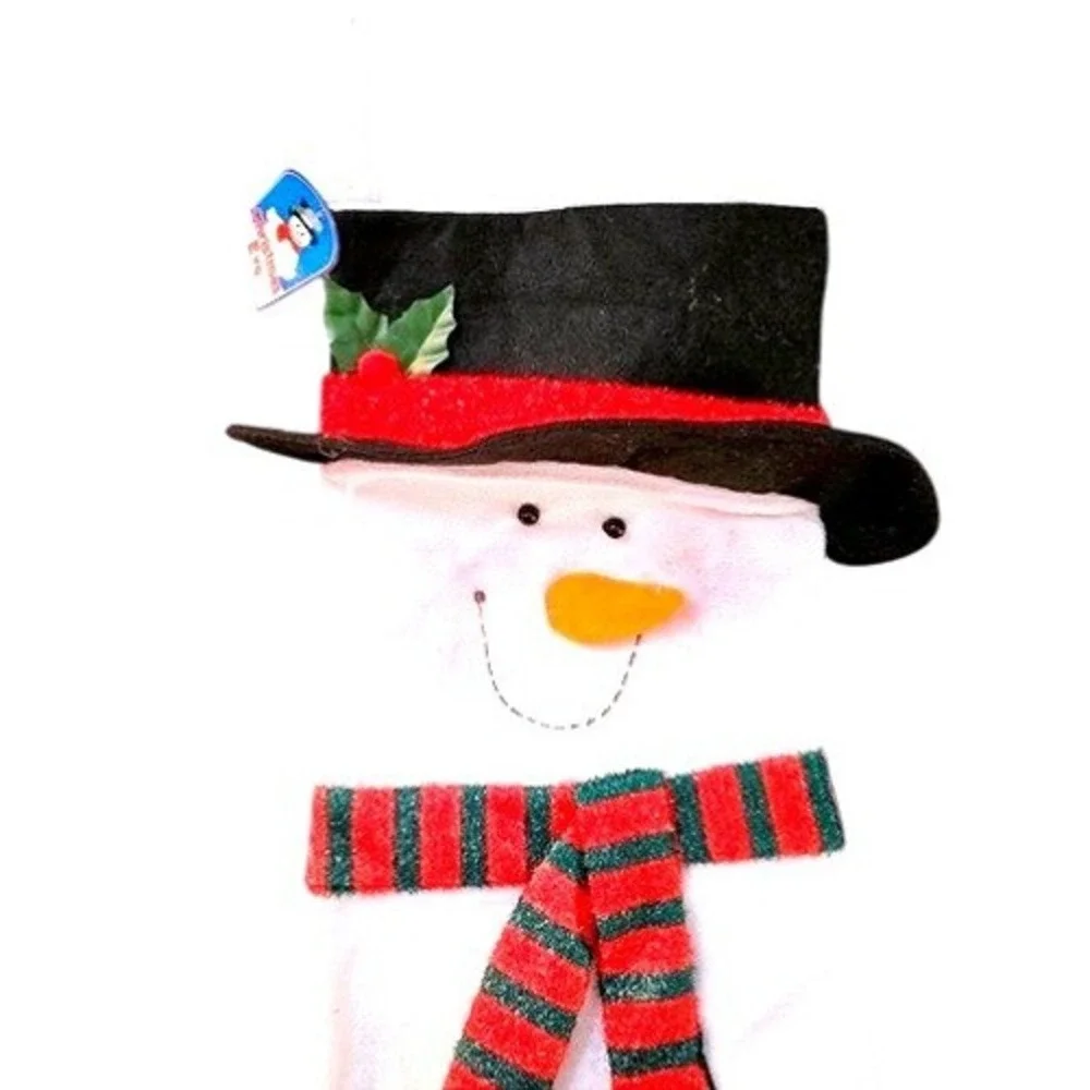 NWT Christmas Eve Snowman Stocking Black Hat Red Green Scarf Plush Hanging Decor